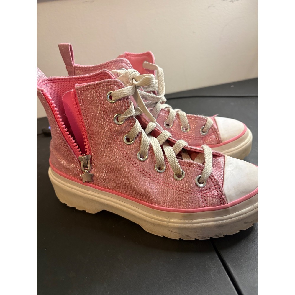 Converse Chuck Taylor All Star Lugged Pink Glitter High Top Sneakers A05231C 3Y